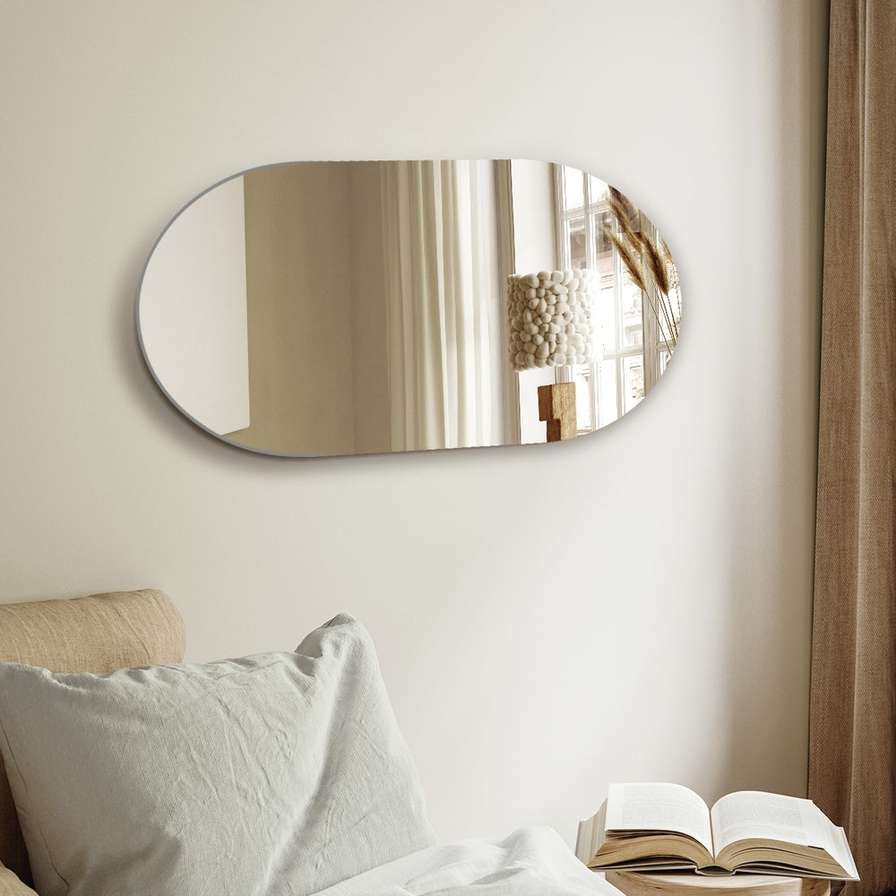 Oikiture Wall Mirror Oval Frameless 84x50cm