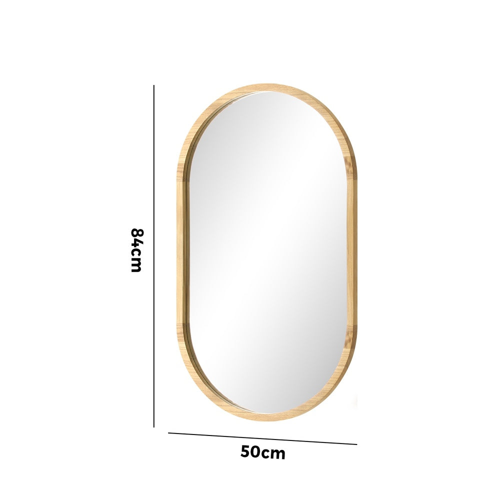 Oikiture Wall Mirror Oval Wooden 84x50cm