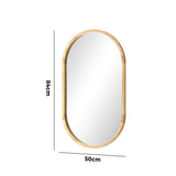 Oikiture Wall Mirror Oval Wooden 84x50cm - Close-Up Angle