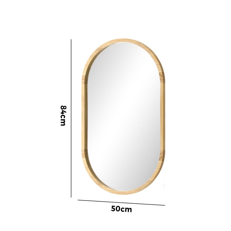 Oikiture Wall Mirror Oval Wooden 84x50cm