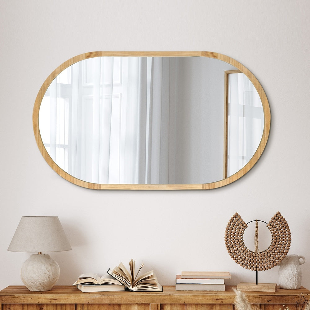 Oikiture Wall Mirror Oval Wooden 84x50cm