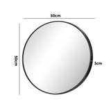Oikiture Wall Mirror Round 50cm Black