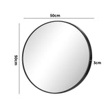 Oikiture Wall Mirror Round 50cm Black - Close-Up Angle