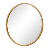 Oikiture Round Wall Mounted Mirror with Wood Frame 50cm