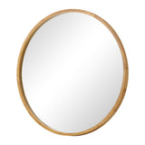 Oikiture Round Wall Mounted Mirror with Wood Frame 50cm