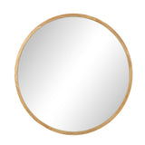 Oikiture Round Wall Mounted Mirror with Wood Frame 50cm - Close-Up Angle