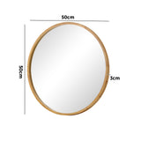 Oikiture Round Wall Mounted Mirror with Wood Frame 50cm