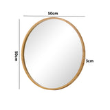 Oikiture Round Wall Mounted Mirror with Wood Frame 50cm - Low Angle