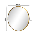 Oikiture 60cm Wall Mirror Round Gold - Rear View