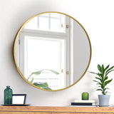 Oikiture 60cm Wall Mirror Round Gold - Side View