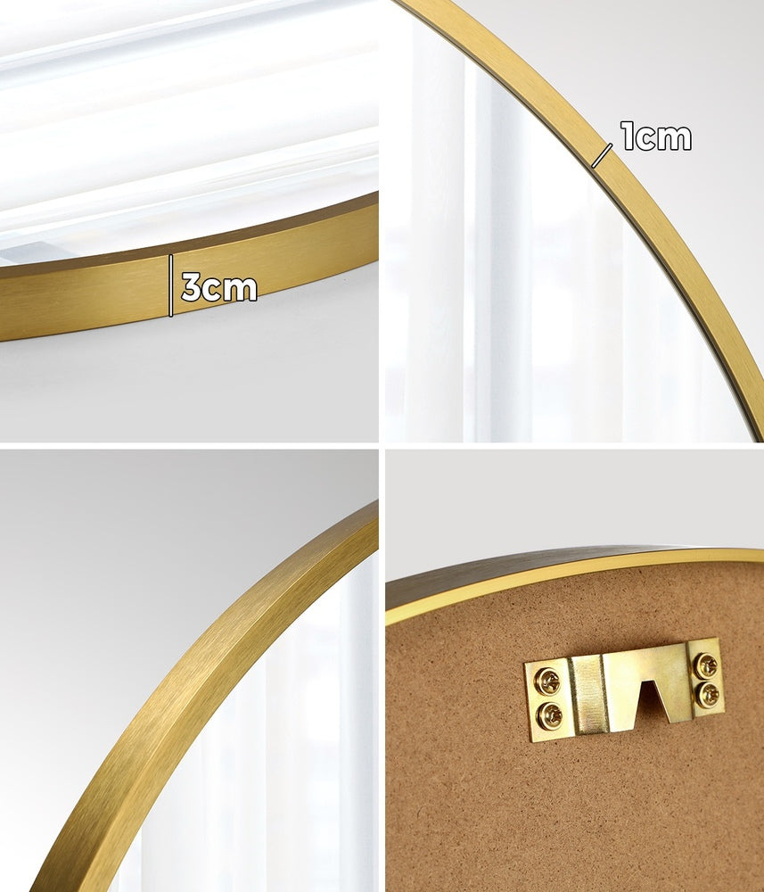 Oikiture 60cm Wall Mirror Round Gold