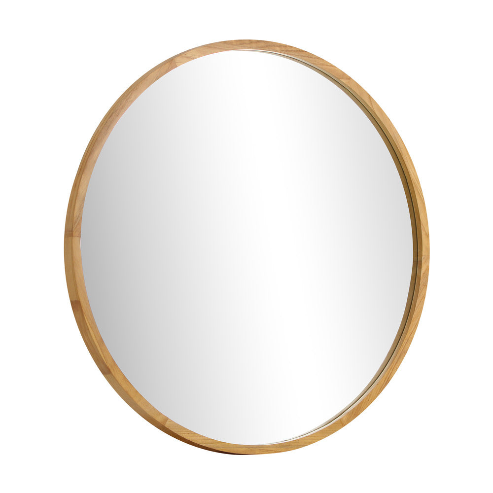 Oikiture Wall Mirror with Wood Frame 60cm Round