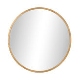 Oikiture Wall Mirror with Wood Frame 60cm Round - 45-Degree Angle