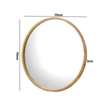 Oikiture Wall Mirror with Wood Frame 70cm Round