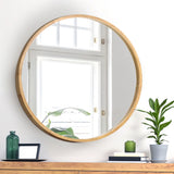 Oikiture Wall Mirror with Wood Frame 70cm Round