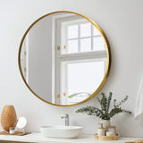 Oikiture Wall Mirror Round 80cm Gold - Extra Image