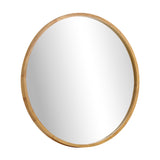 Oikiture Wall Mirror with Wood Frame 80cm Round