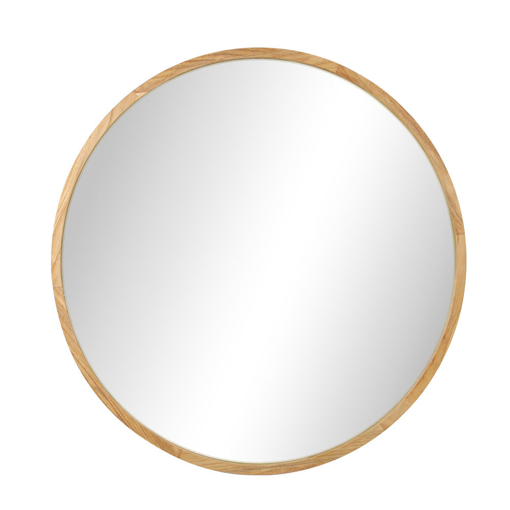Oikiture Wall Mirror with Wood Frame 90cm Round