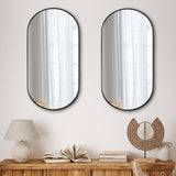 Oikiture Wall Mirrors Oval Mirror Black 84x50cm Set of 2