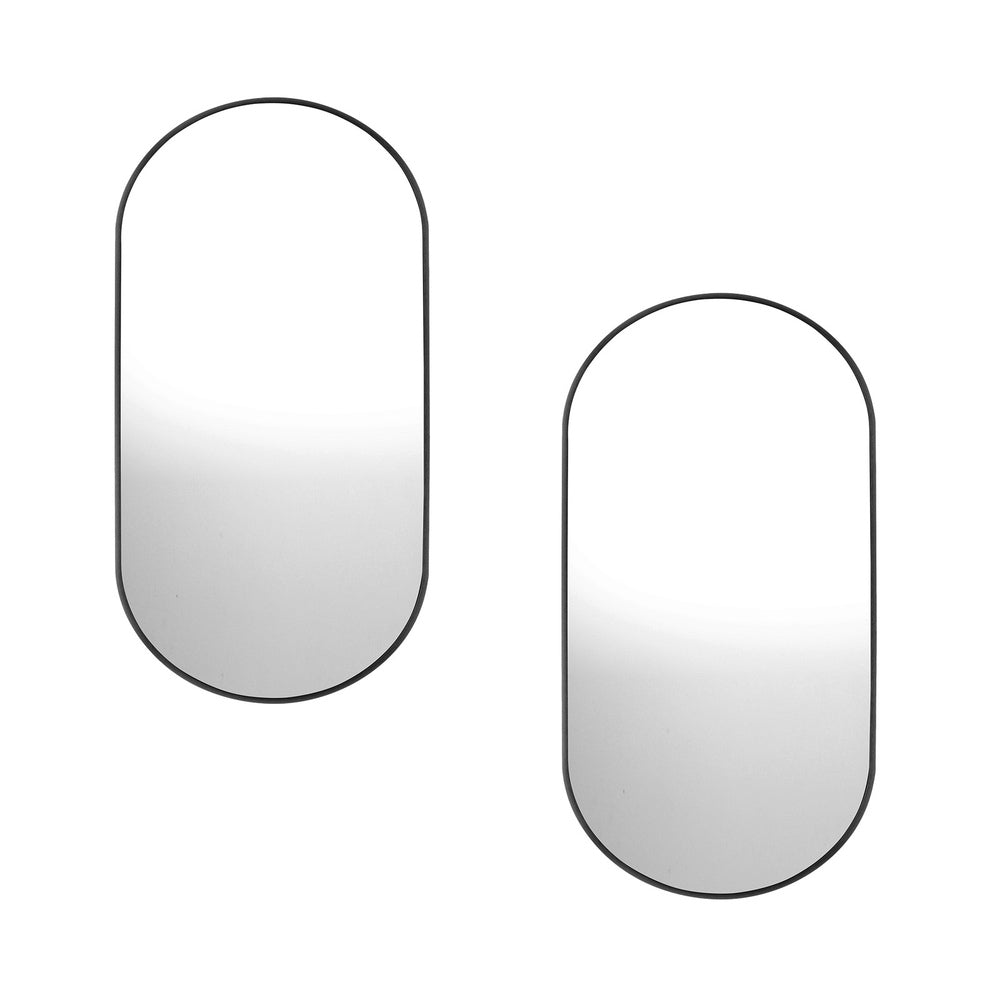 Oikiture Wall Mirrors Oval Mirror Black 84x50cm Set of 2