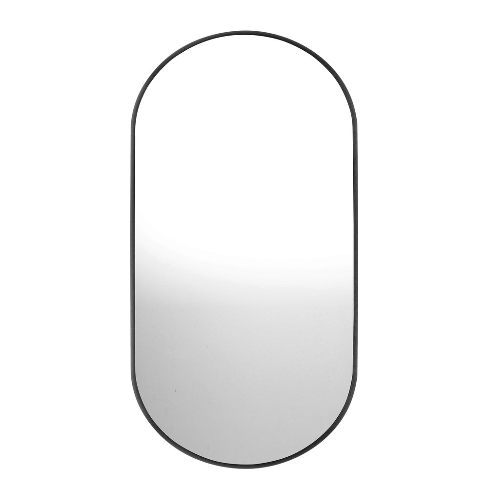 Oikiture Wall Mirrors Oval Mirror Black 84x50cm Set of 2