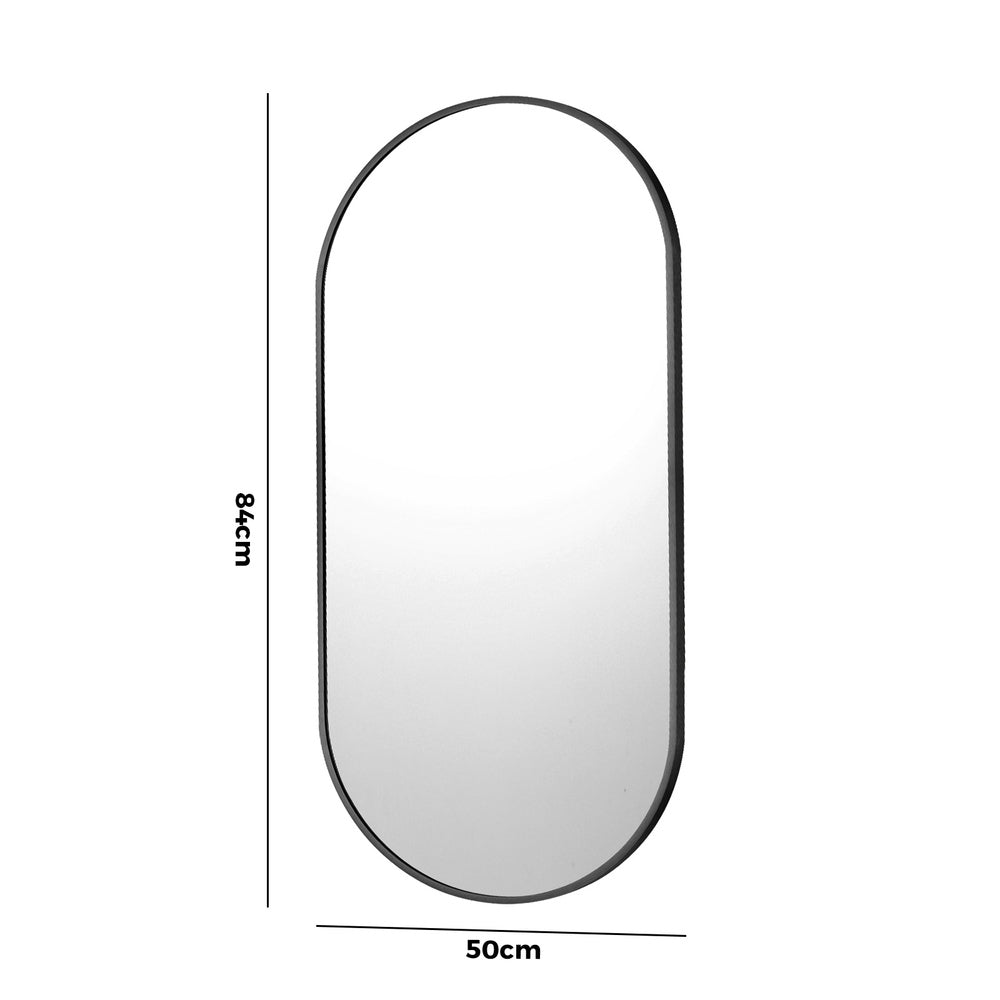 Oikiture Wall Mirrors Oval Mirror Black 84x50cm Set of 2