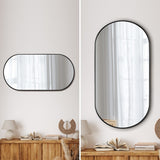 Oikiture Wall Mirrors Oval Mirror Black 84x50cm Set of 2