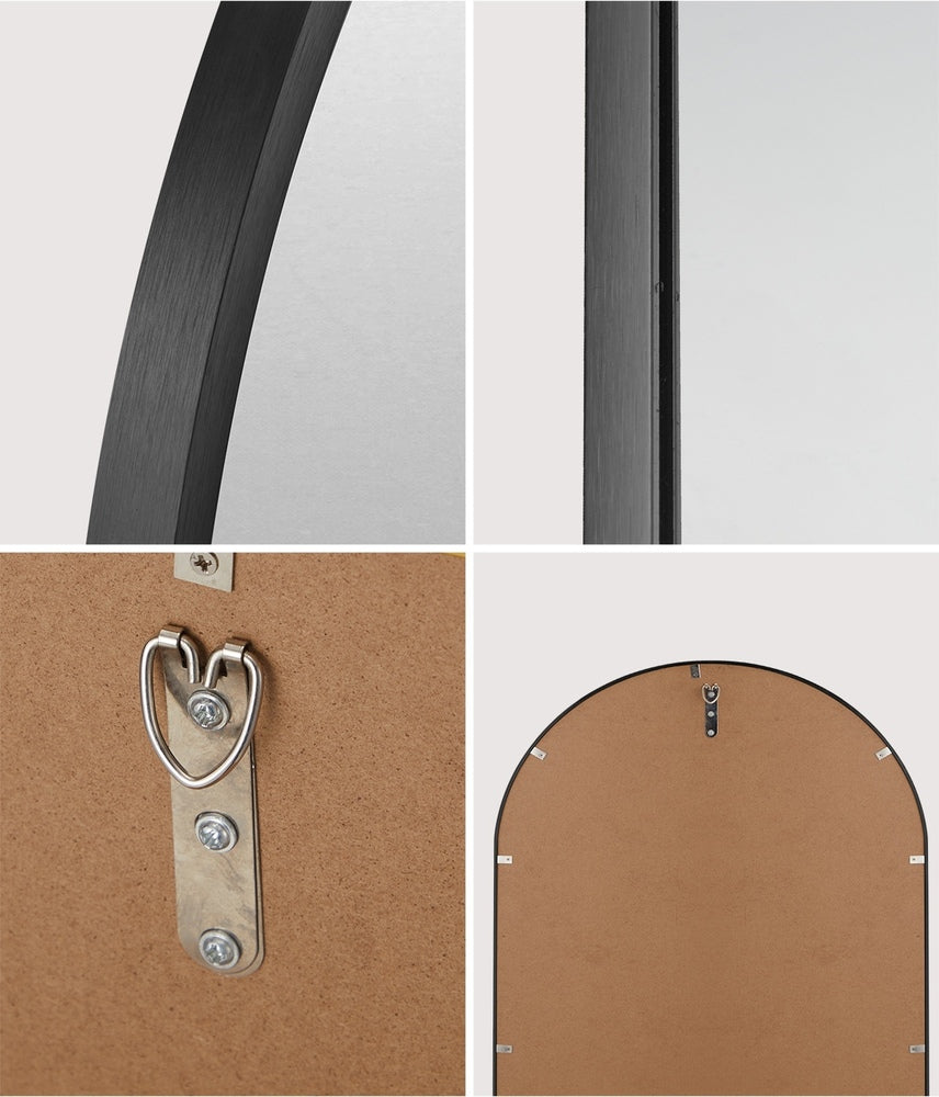 Oikiture Wall Mirrors Oval Mirror Black 84x50cm Set of 2