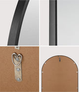 Oikiture Wall Mirrors Oval Mirror Black 84x50cm Set of 2 - Low Angle