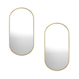 Oikiture Wall Mirrors Oval Mirror Gold 84x50cm Set of 2