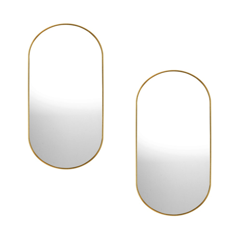 Oikiture Wall Mirrors Oval Mirror Gold 84x50cm Set of 2
