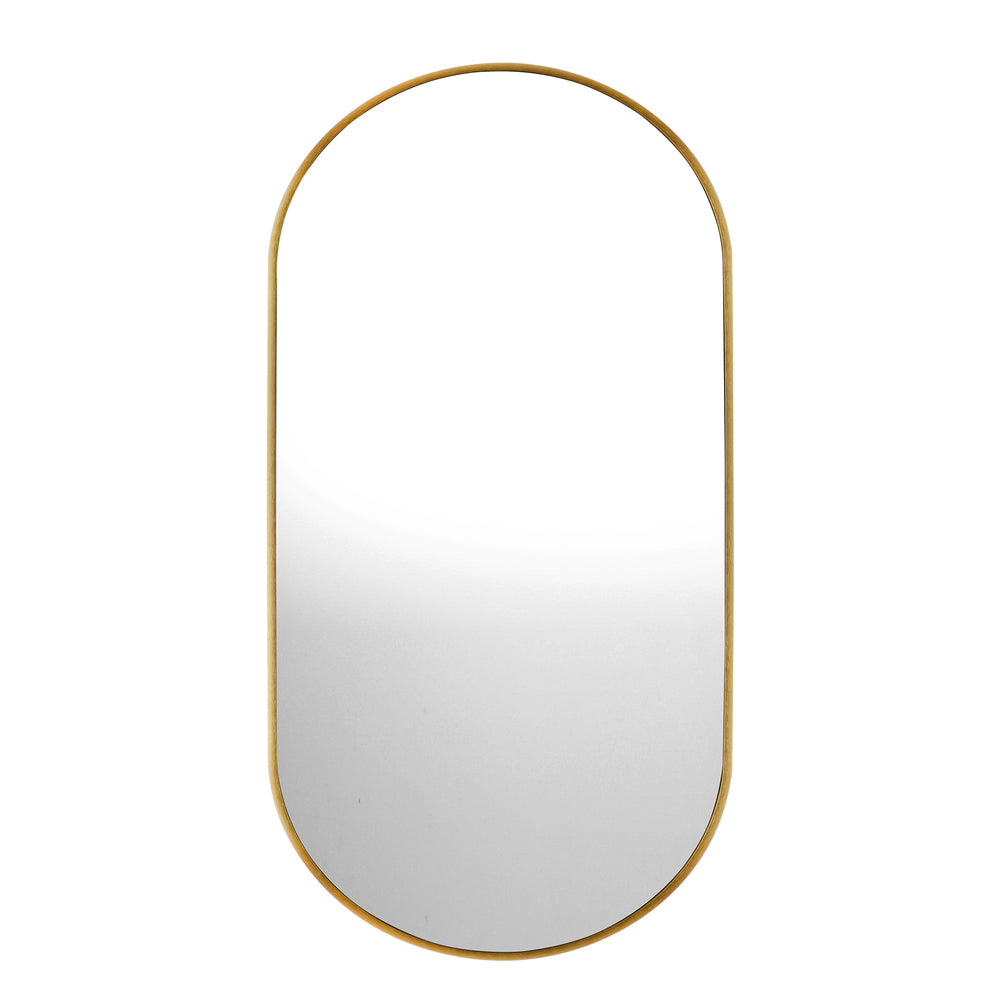 Oikiture Wall Mirrors Oval Mirror Gold 84x50cm Set of 2