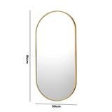 Oikiture Wall Mirrors Oval Mirror Gold 84x50cm Set of 2