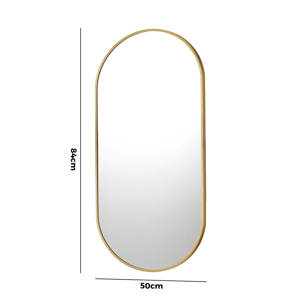 Oikiture Wall Mirrors Oval Mirror Gold 84x50cm Set of 2