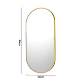 Oikiture Wall Mirrors Oval Mirror Gold 84x50cm Set of 2 - Low Angle