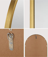 Oikiture Wall Mirrors Oval Mirror Gold 84x50cm Set of 2