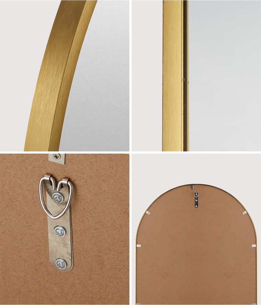 Oikiture Wall Mirrors Oval Mirror Gold 84x50cm Set of 2