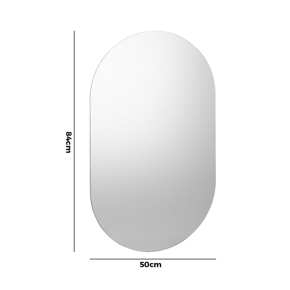 Oikiture Wall Mirrors Oval Frameless Mirror 84x50cm Set of 2