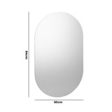 Oikiture Wall Mirrors Oval Frameless Mirror 84x50cm Set of 2 - Rear View