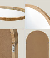 Oikiture Wooden Wall Mirrors Oval Mirror 84x50cm Set of 2