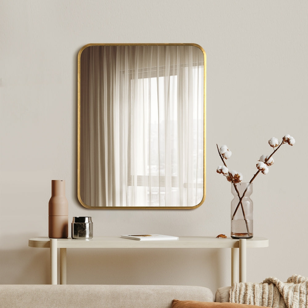 Oikiture Wall Mirrors Gold Metal Frame 65x50cm Rectangle