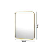 Oikiture Wall Mirrors Gold Metal Frame 65x50cm Rectangle - Low Angle