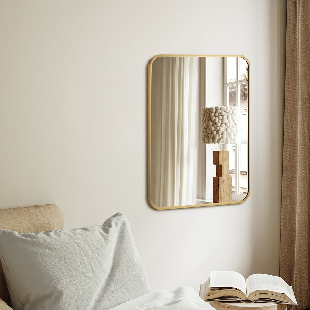 Oikiture Wall Mirrors Gold Metal Frame 65x50cm Rectangle