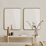 Oikiture Wall Mirrors Rectangle Mirror 65x50cm Gold Set of 2 - Side View