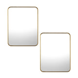 Oikiture Wall Mirrors Rectangle Mirror 65x50cm Gold Set of 2