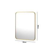 Oikiture Wall Mirrors Rectangle Mirror 65x50cm Gold Set of 2 - 45-Degree Angle