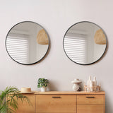 Oikiture Wall Mirrors Round 50cm Black Set of 2