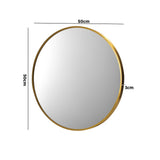 Oikiture Wall Mirrors Round 50cm Gold Set of 2