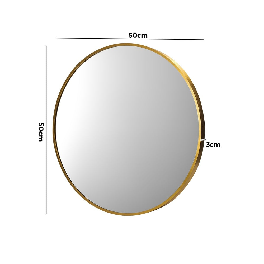 Oikiture Wall Mirrors Round 50cm Gold Set of 2