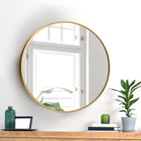 Oikiture Wall Mirrors Round 50cm Gold Set of 2 - Low Angle